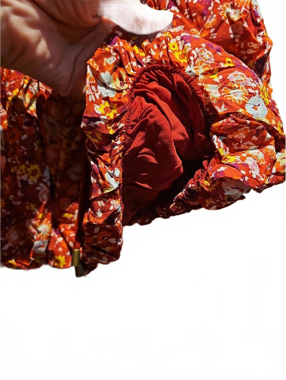 Free People Red Floral Cropped Daisy Babe Tank Small - Picture 6 of 11